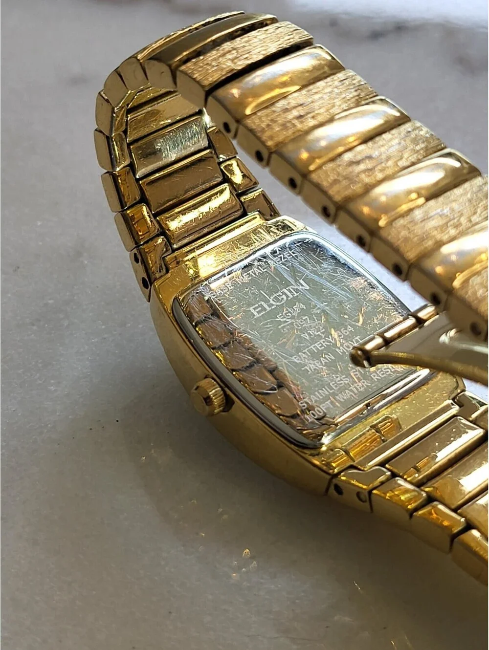 Elgin Womens GoldTone Dress Watch Crystal Bracelet Quartz Analog EG354 Works EUC